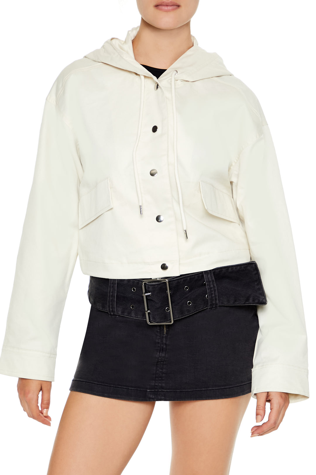 Cropped Bomber Jacket - Cream