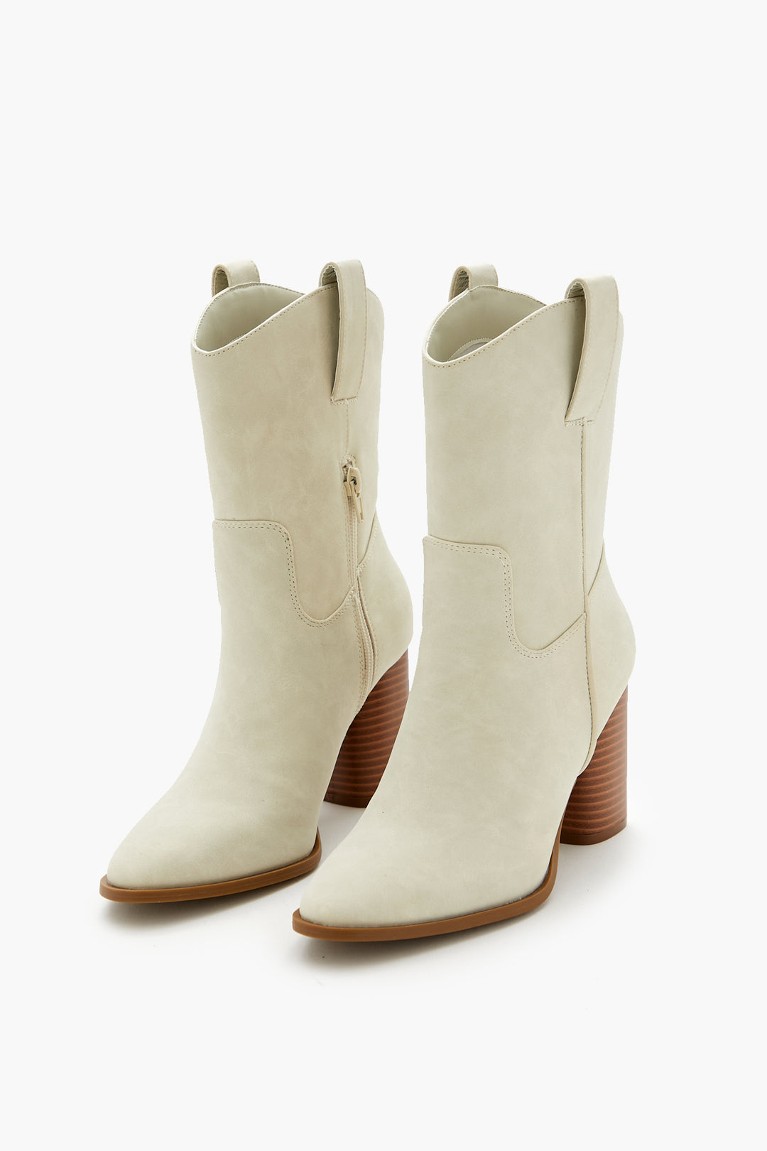 Block Heel Mid Shaft Boot - Taupe