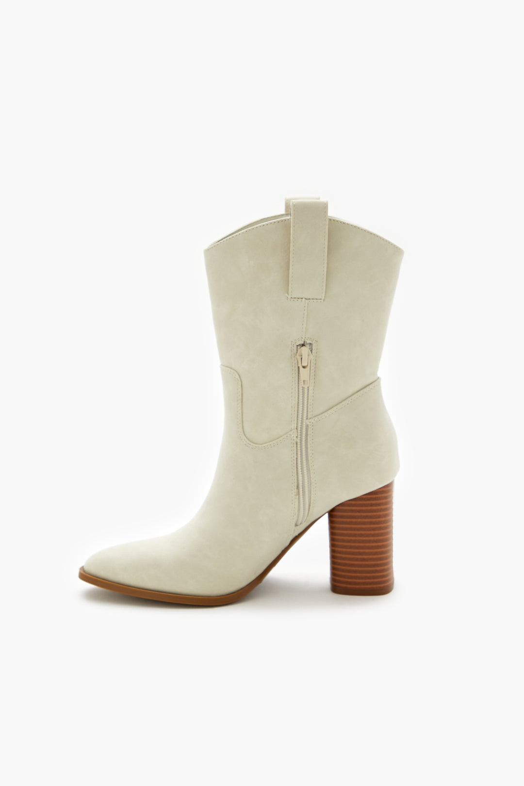 Block Heel Mid Shaft Boot - Taupe