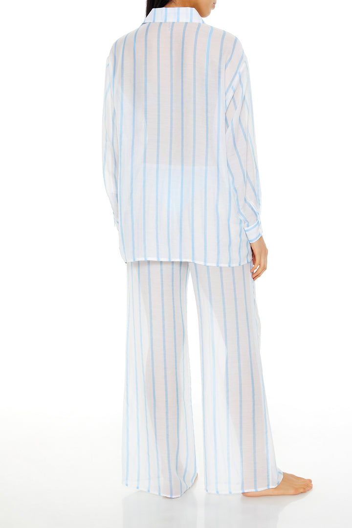 Swimwear Cover Up Pants - White/Blue