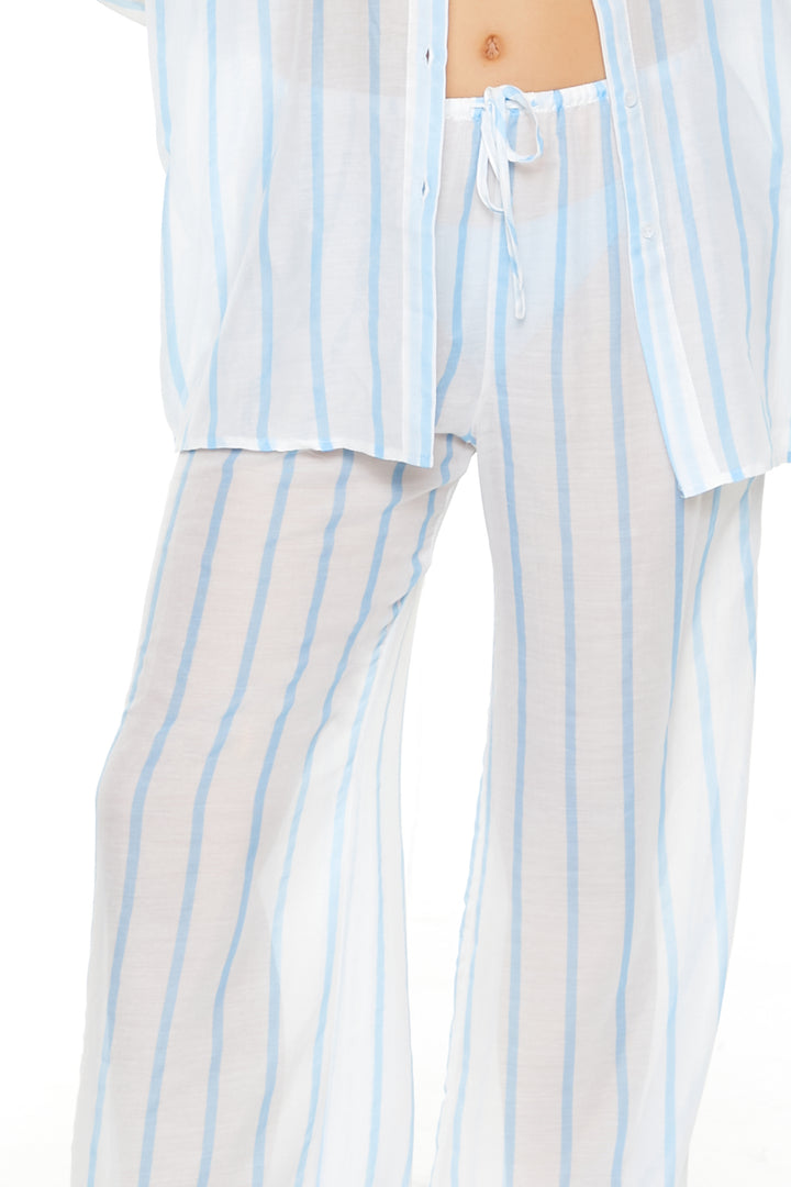 Swimwear Cover Up Pants - White/Blue