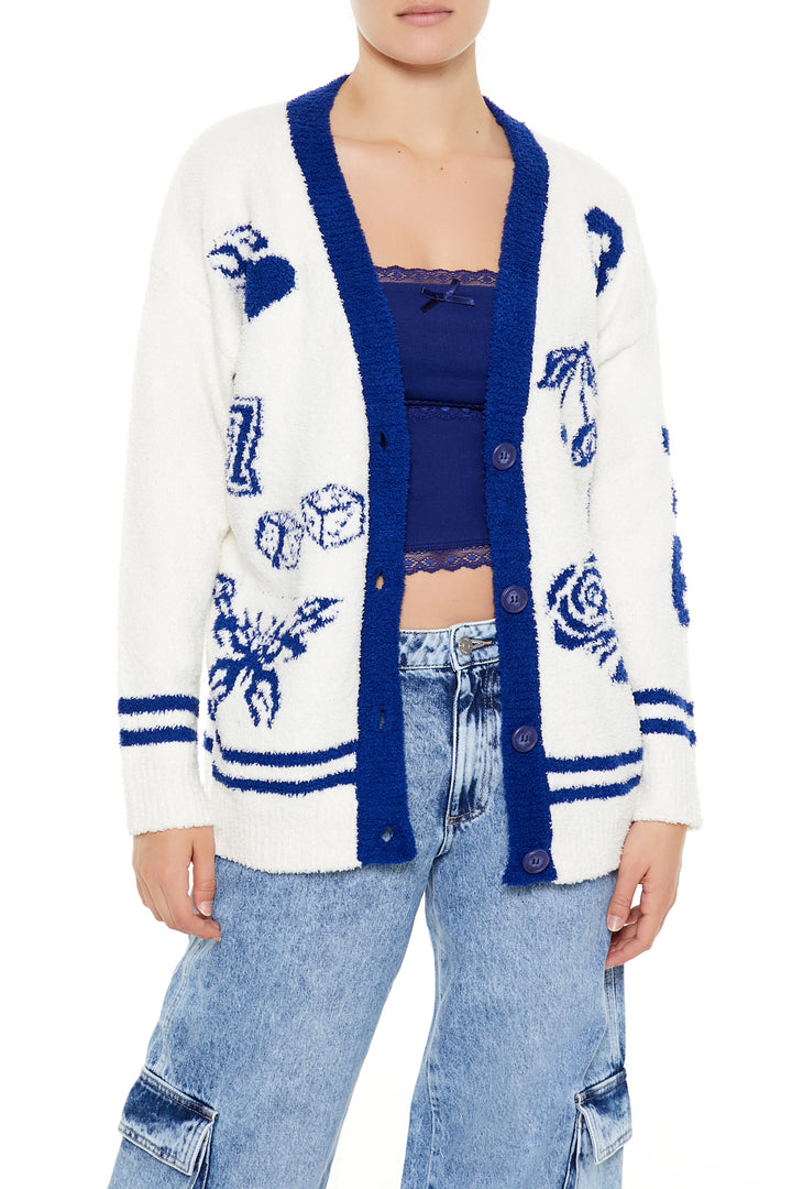 Sweater Cardigan - White/Blue