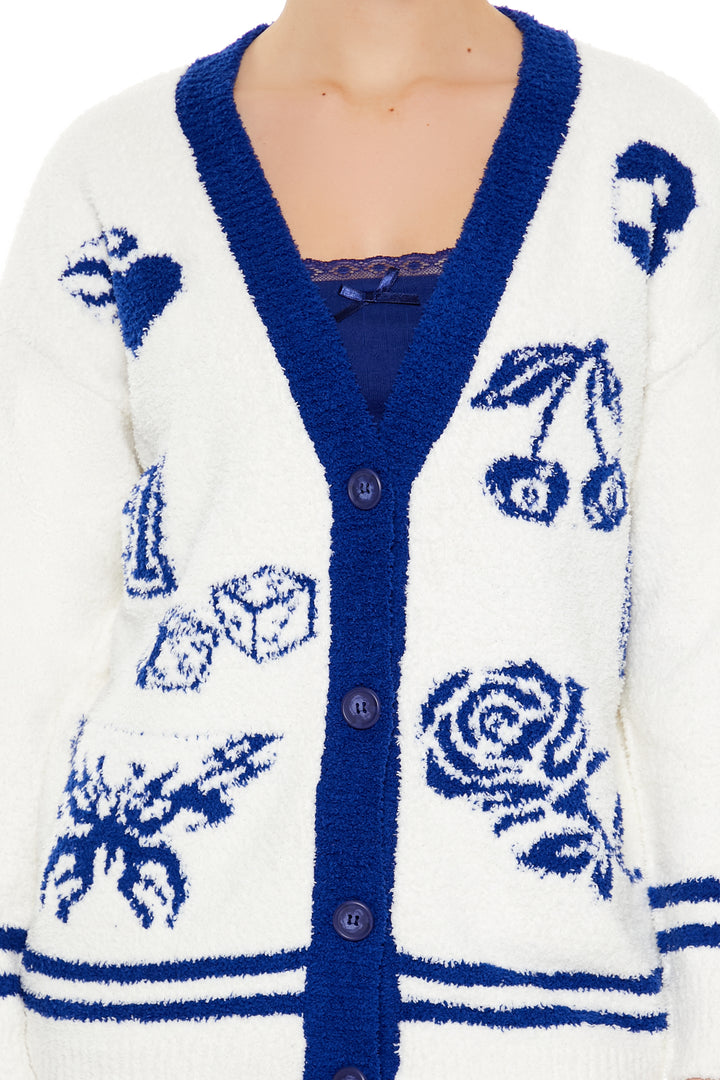 Sweater Cardigan - White/Blue