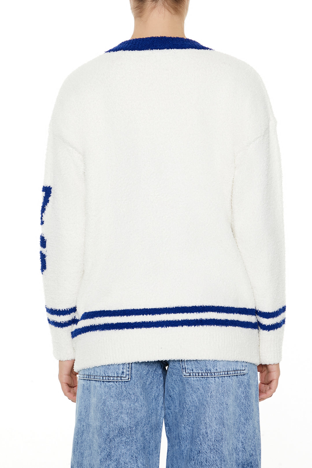 Sweater Cardigan - White/Blue