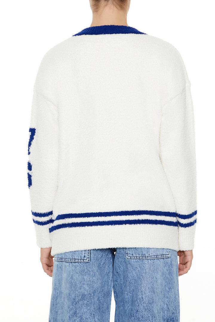 Sweater Cardigan - White/Blue
