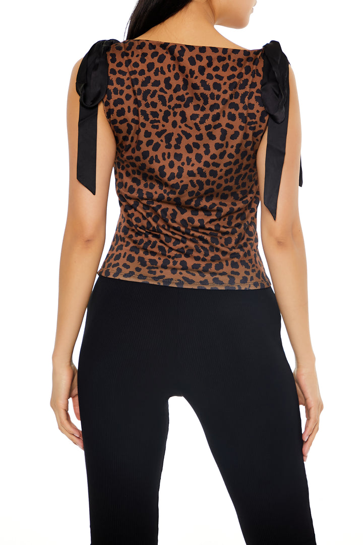 Sleeveless Knit Tank Top - Brown