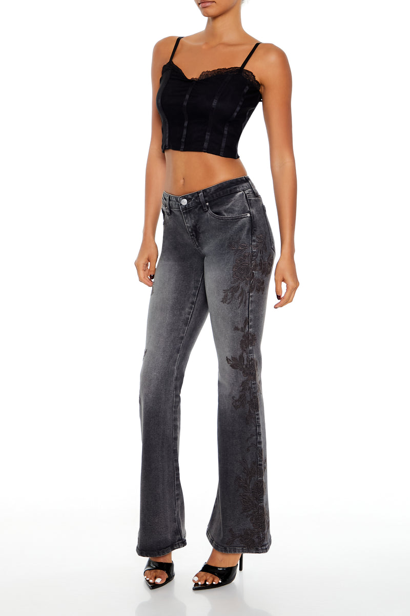 Low Rise Flare Leg Denim - Black