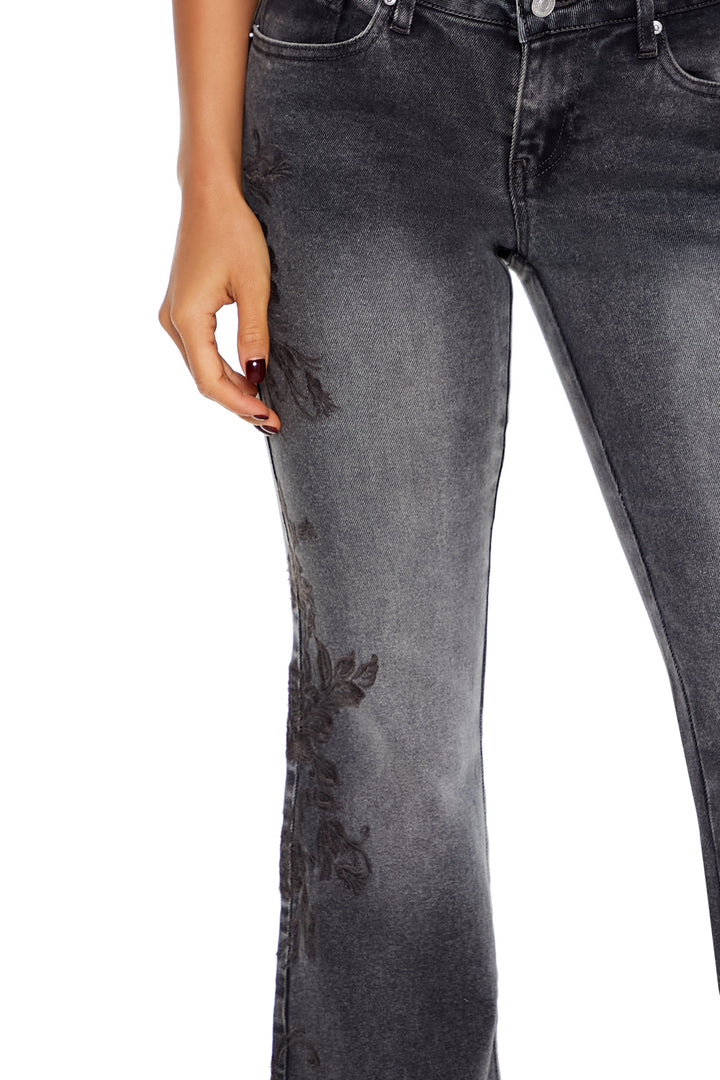 Low Rise Flare Leg Denim - Black