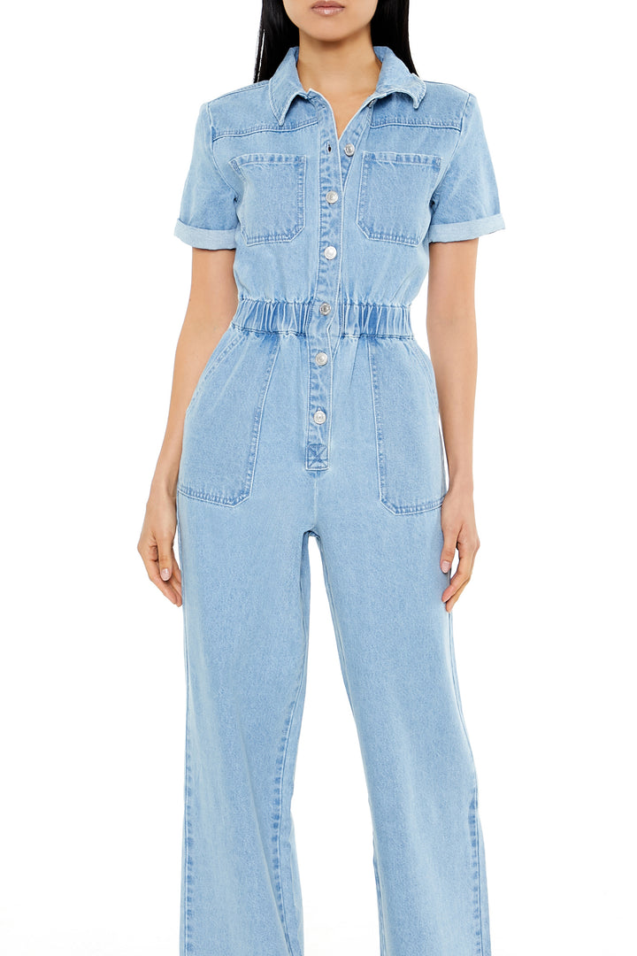 Short Sleeve Jumpsuit - Denim