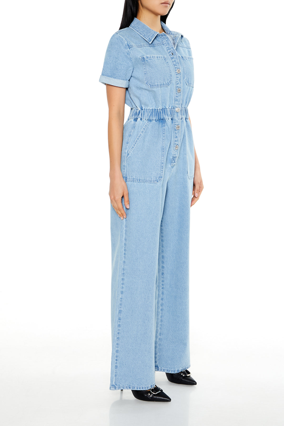 Short Sleeve Jumpsuit - Denim