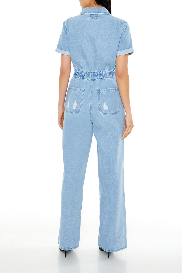 Short Sleeve Jumpsuit - Denim