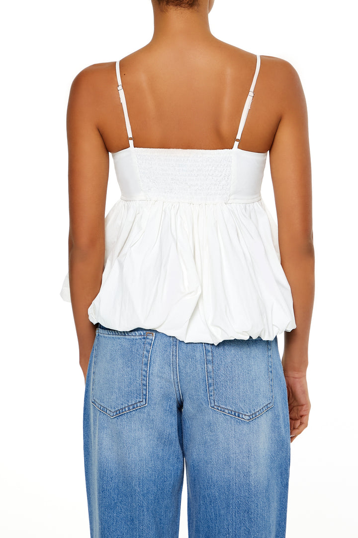 Spaghetti Strap Woven Cami Top - White