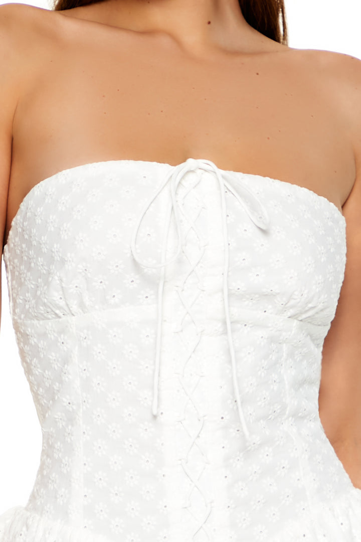 Fit & Flare Mini Length Tube Dress  - White