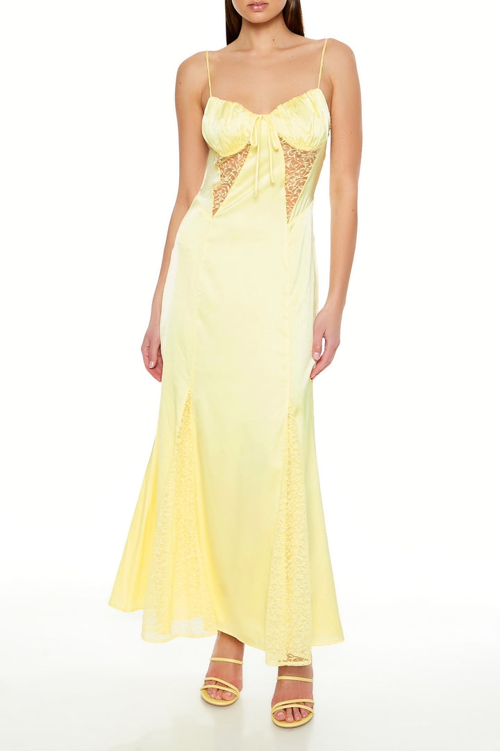 Spaghetti Strap Maxi Slip Dress - Yellow