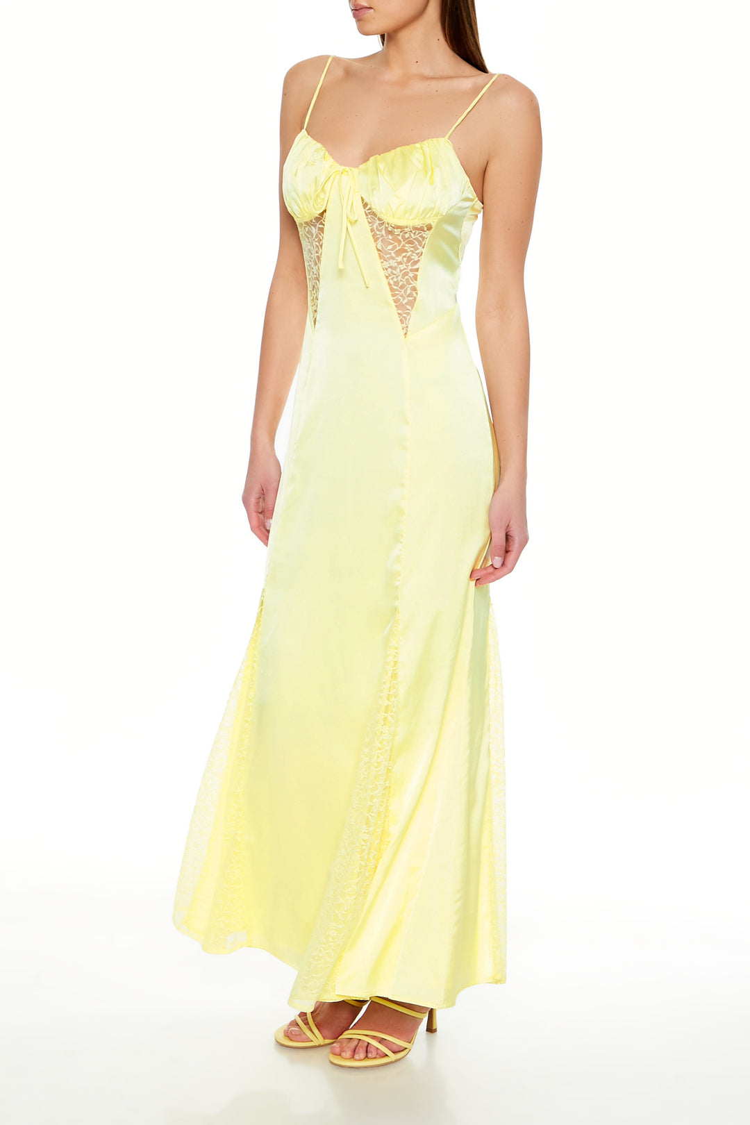 Spaghetti Strap Maxi Slip Dress - Yellow