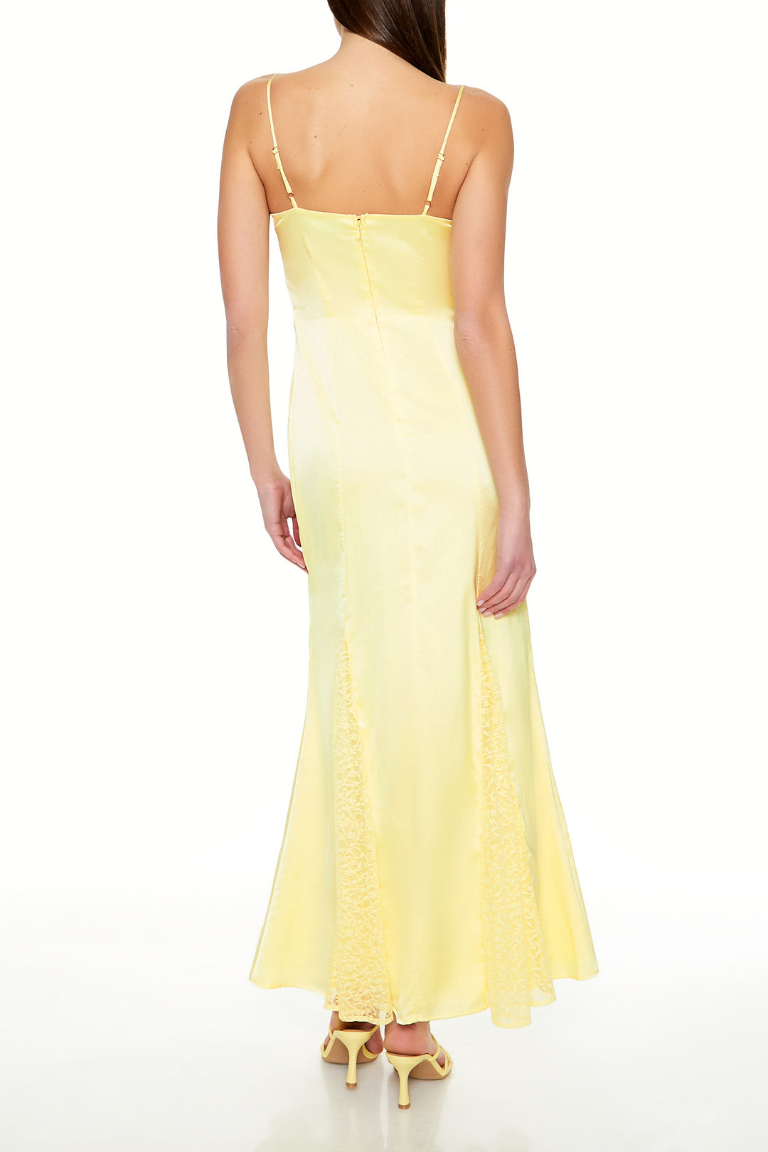 Spaghetti Strap Maxi Slip Dress - Yellow