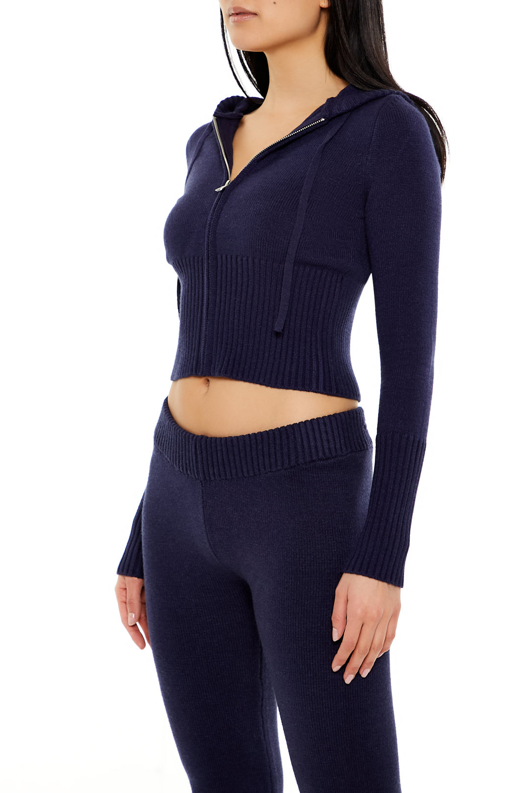 Cropped Sweater Jacket - Navy