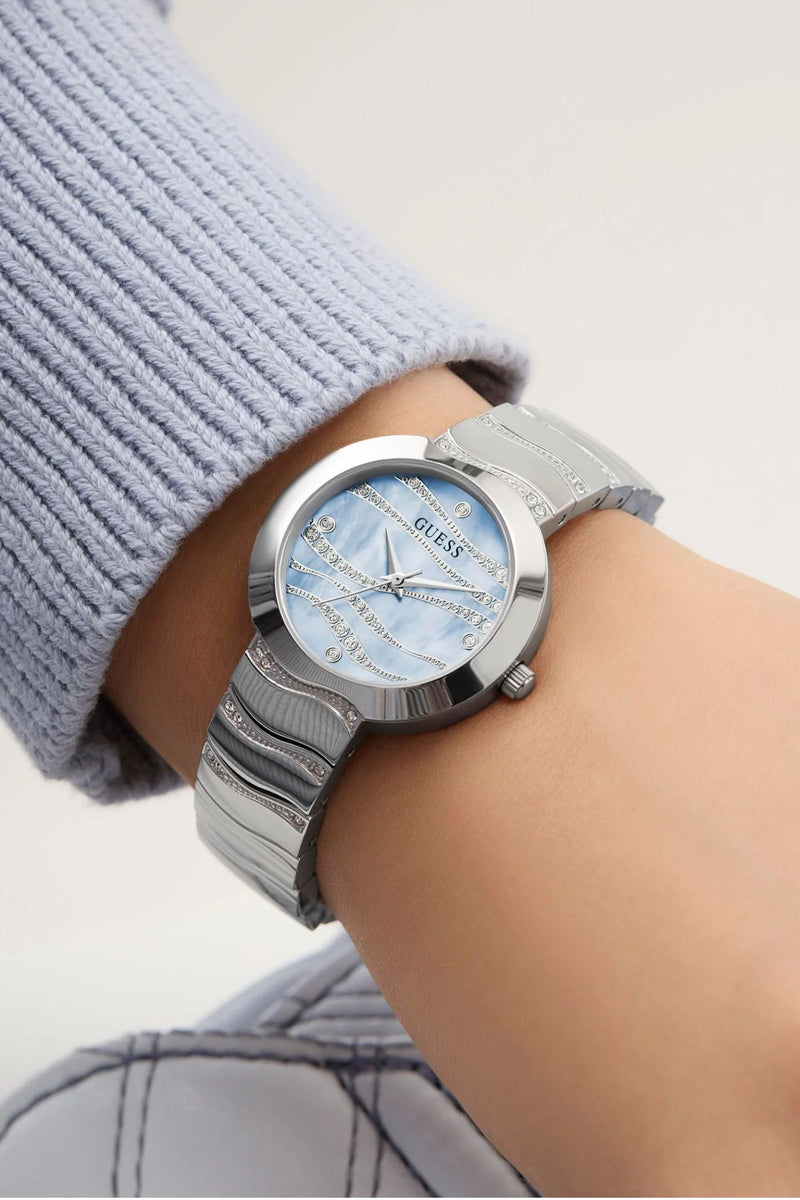 Laguna Blue Dial Stainless Steel Strap Analog Watch - Silver