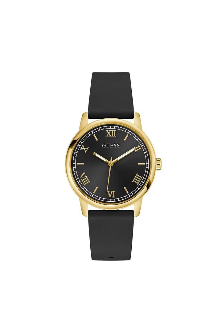 Gents Gold Case & Black Dial & Strap Watch