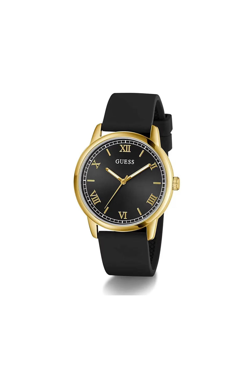 Gents Gold Case & Black Dial & Strap Watch