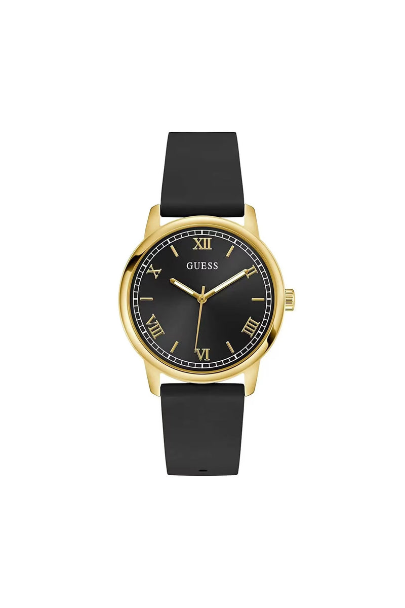 Gents Gold Case & Black Dial & Strap Watch