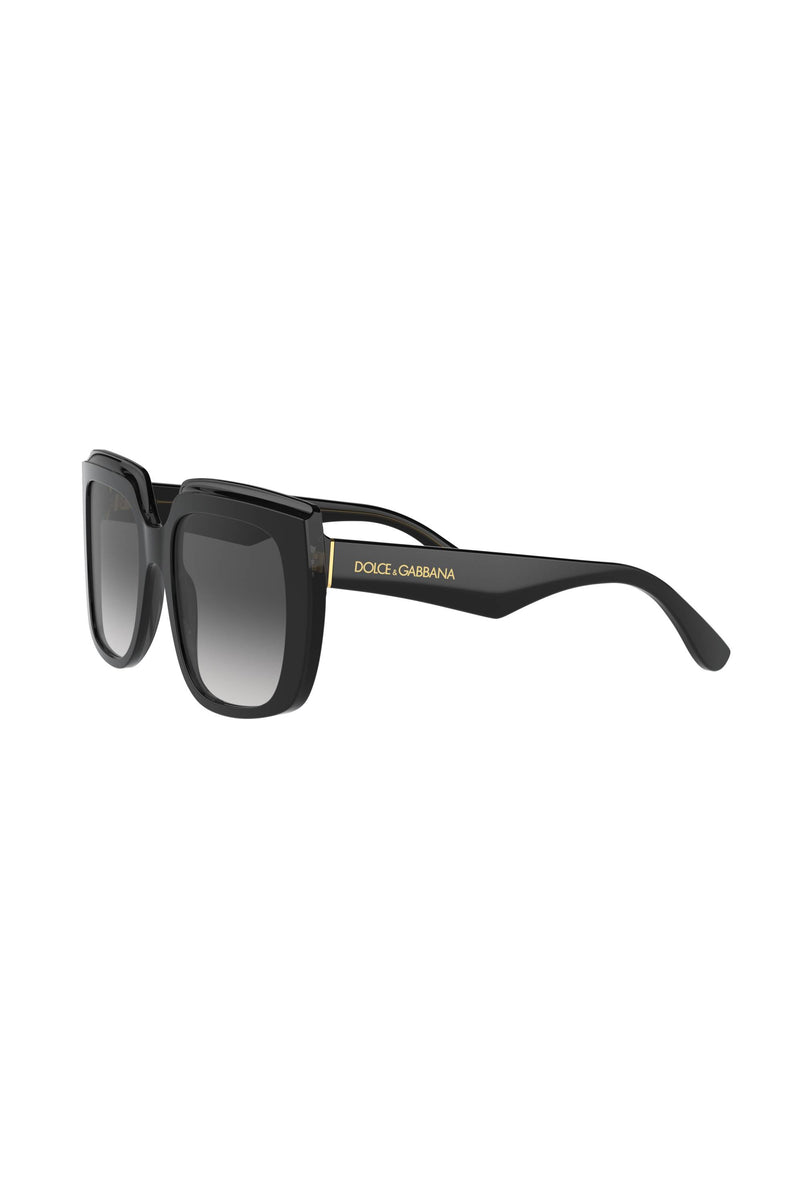 Square Frame Grey Gradient Lens Sunglasses - Black