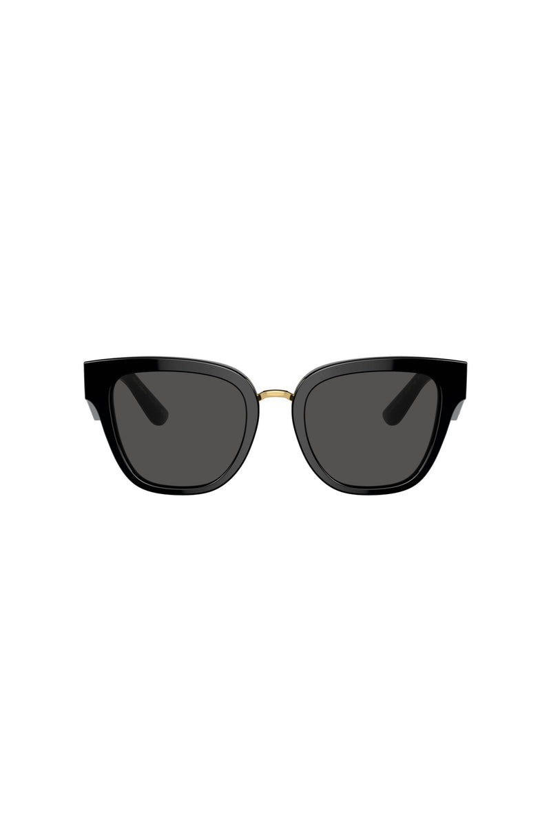 Square Frame Dark Grey Lens Sunglasses - Black