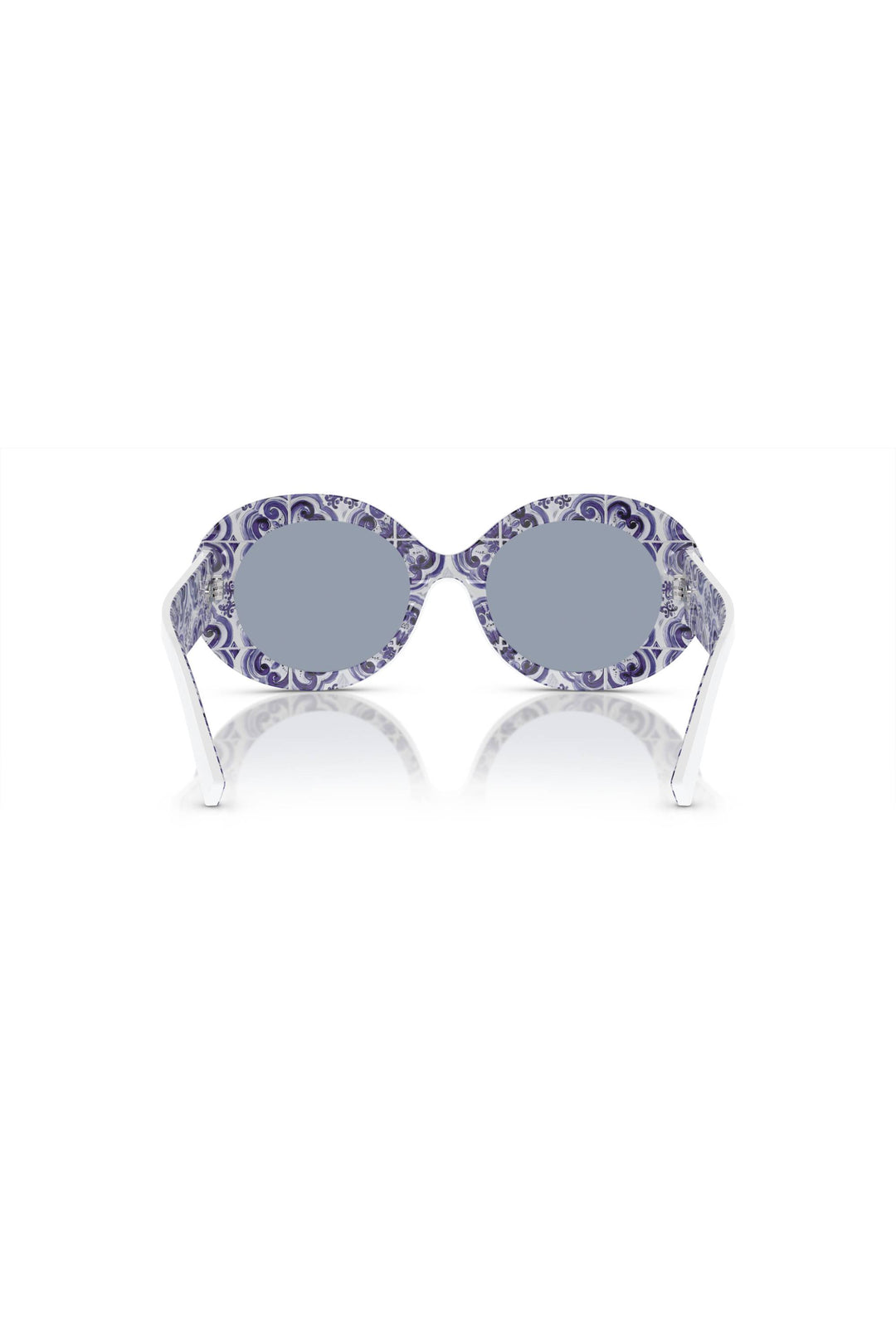 Oval Frame Light Blue Silver Mirror Lens Sunglasses - White