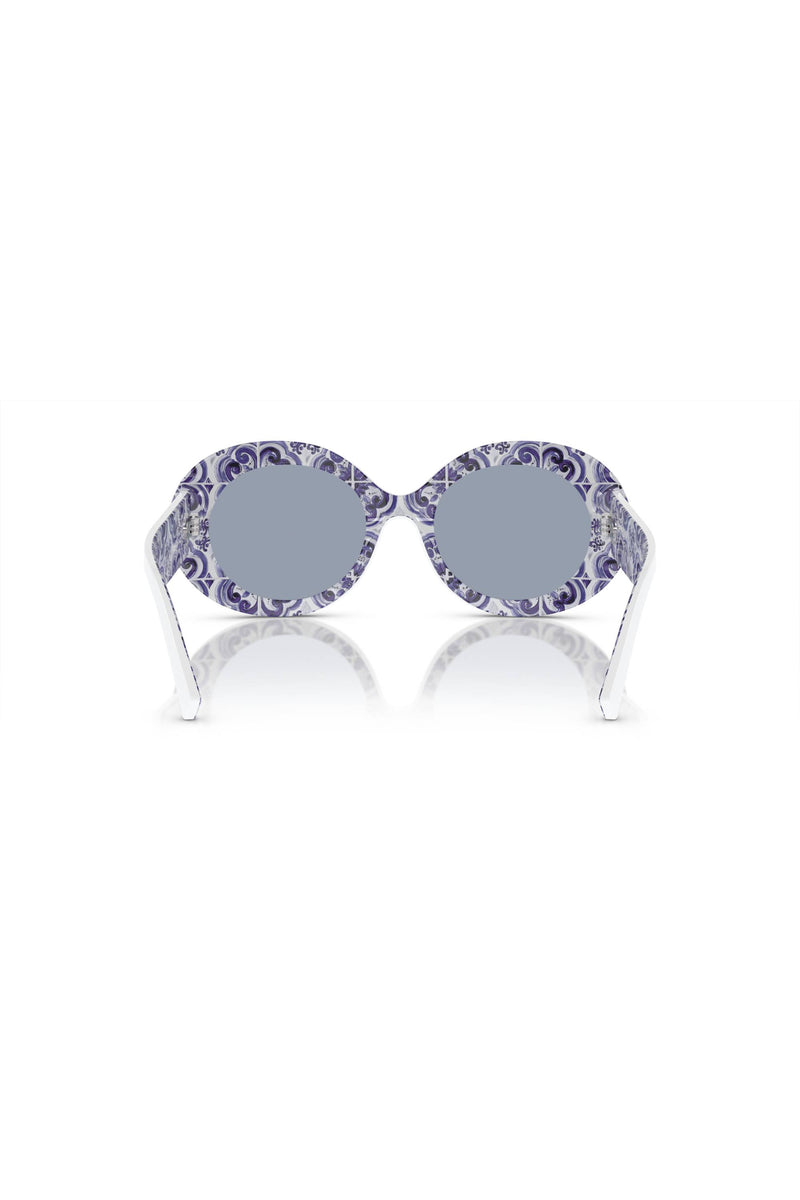 Oval Frame Light Blue Silver Mirror Lens Sunglasses - White
