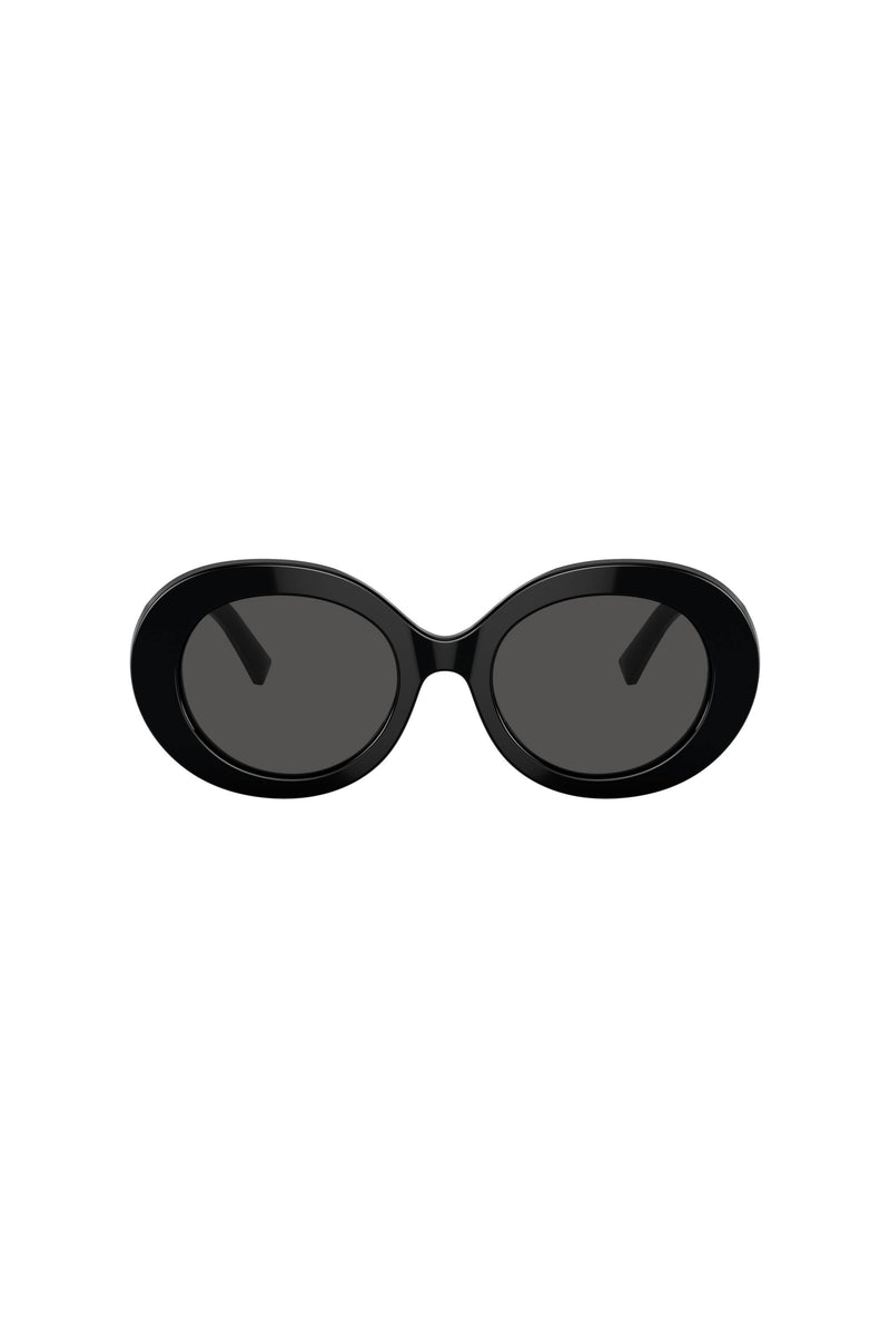 Oval Frame Dark Grey Lens Sunglasses - Black