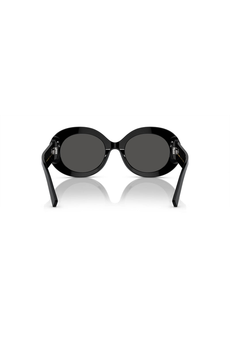 Oval Frame Dark Grey Lens Sunglasses - Black
