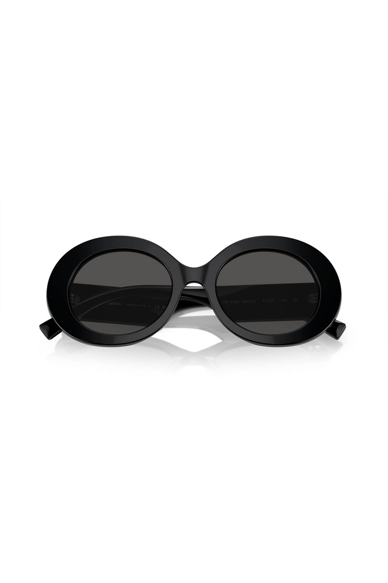 Oval Frame Dark Grey Lens Sunglasses - Black
