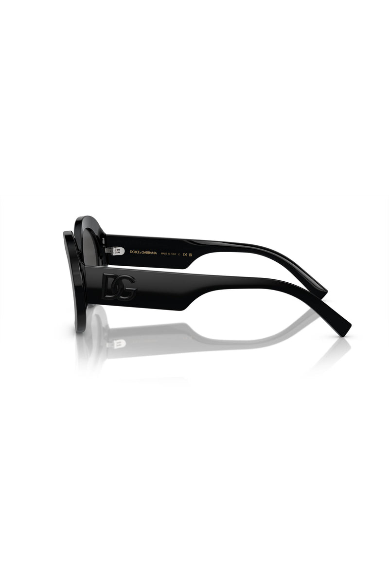 Oval Frame Dark Grey Lens Sunglasses - Black