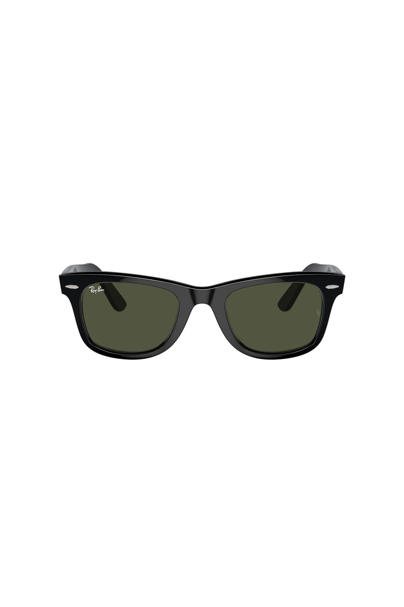 Wayfarer Green Lens Sunglasses - Black