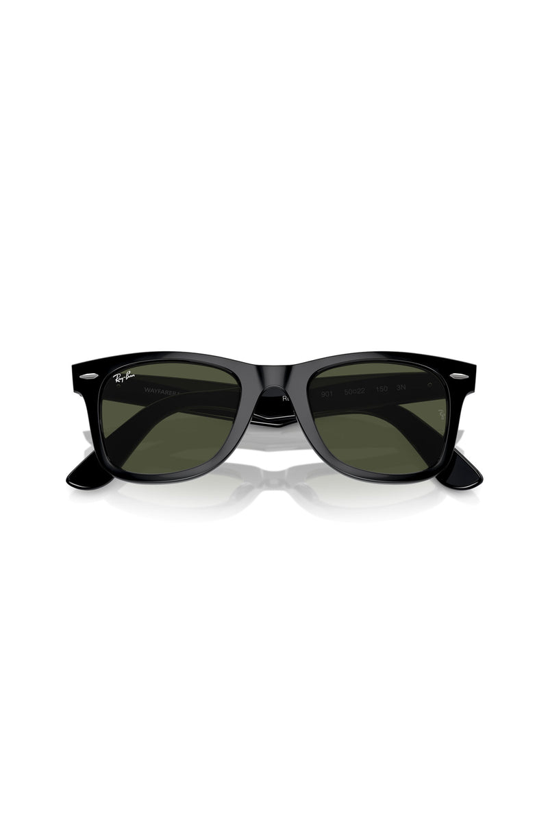 Wayfarer Green Lens Sunglasses - Black