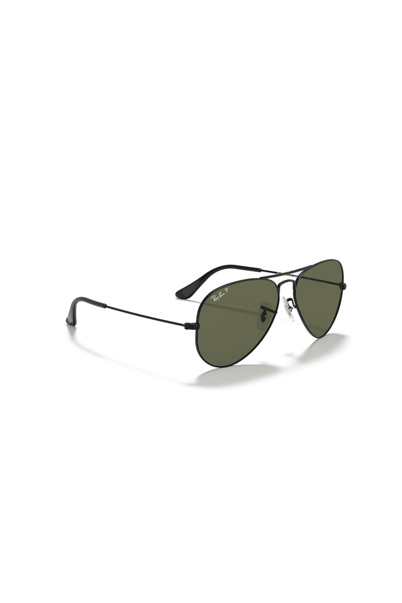 Aviator Polarized Sunglasses - Black/Green