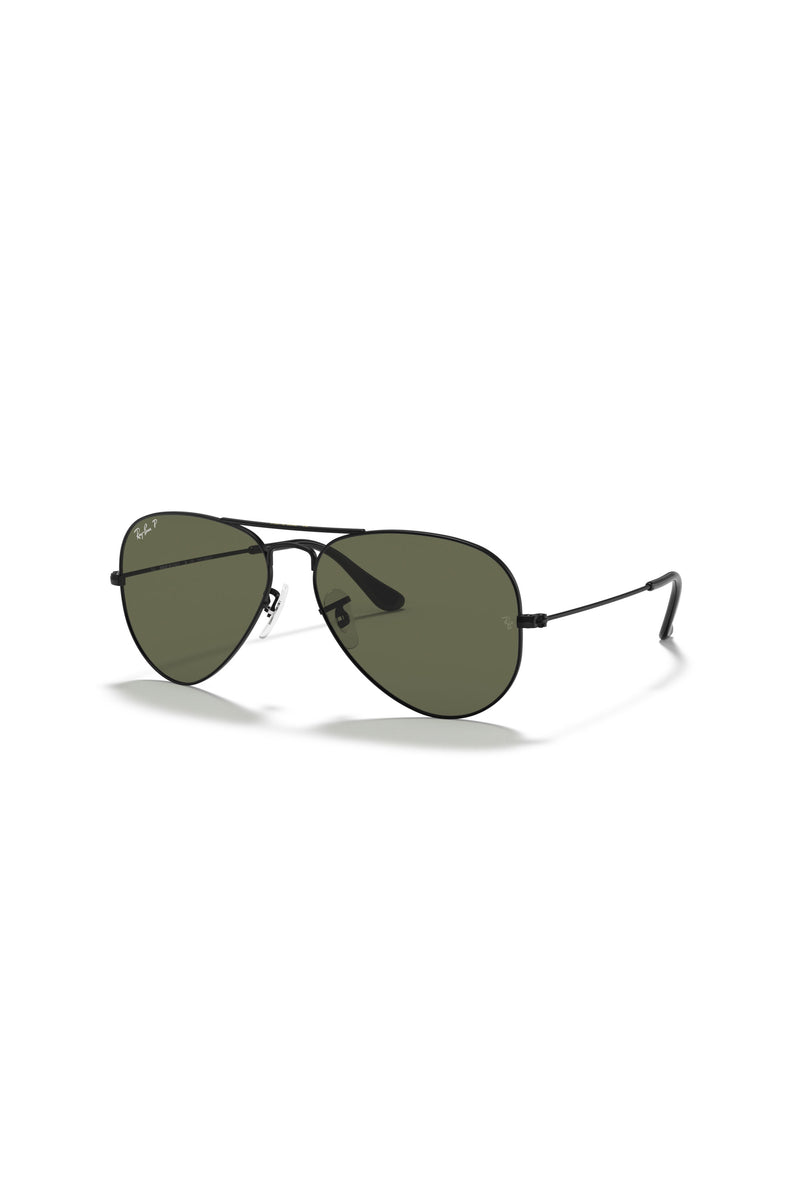 Aviator Polarized Sunglasses - Black/Green