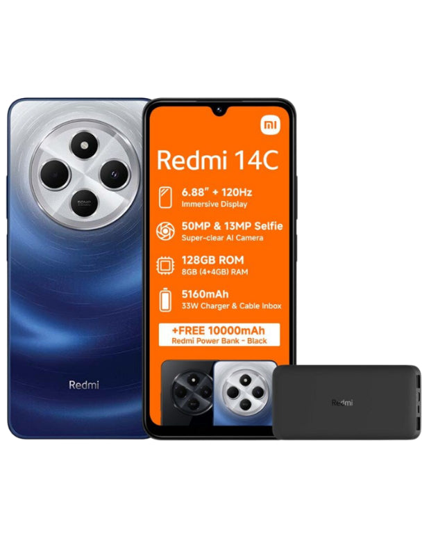 Redmi 14C 128GB Dual Sim Blue Cellphone + Power Bank