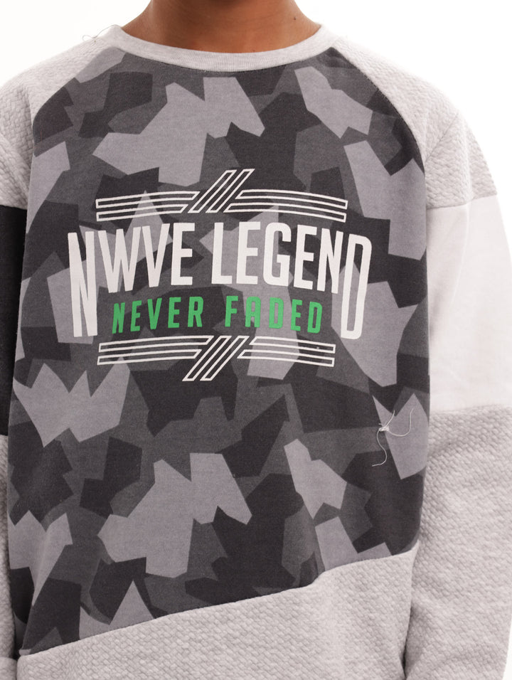 Boys Surface Interest Track Top - Grey Melange