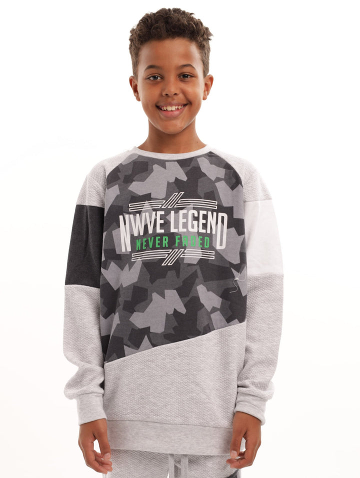 Boys Surface Interest Track Top - Grey Melange