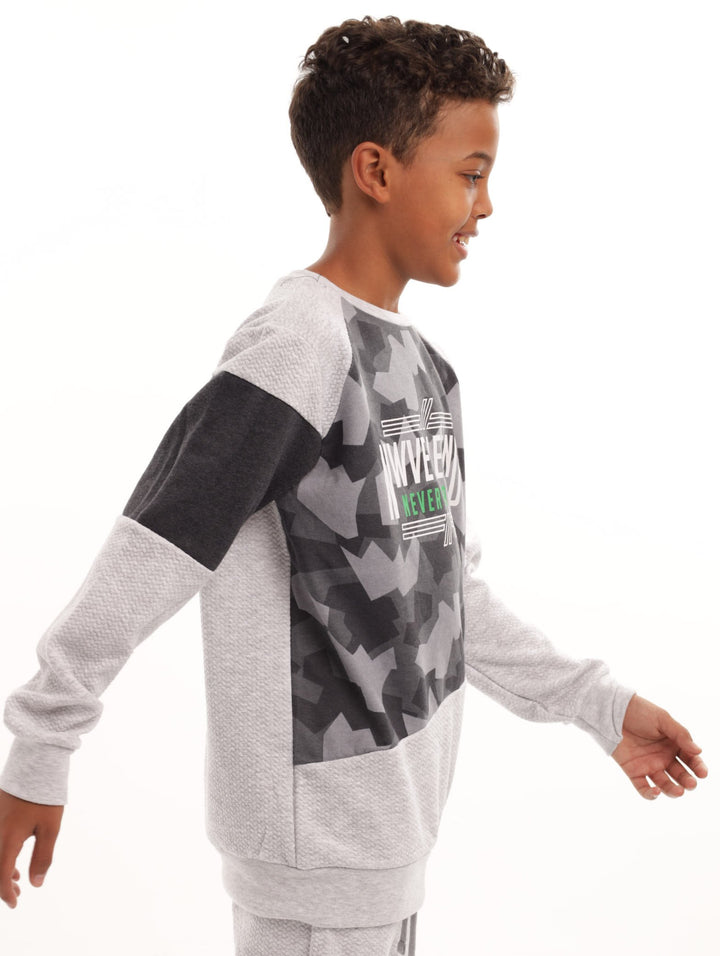 Boys Surface Interest Track Top - Grey Melange