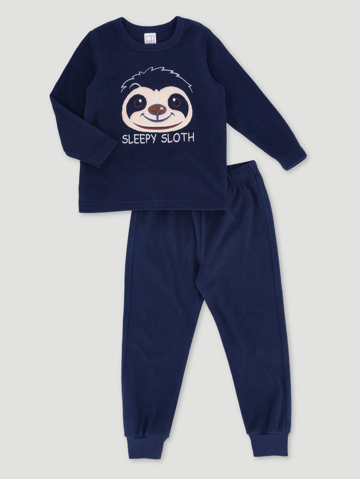 Pre-Boys Sloth Applique Sleep Set - Navy