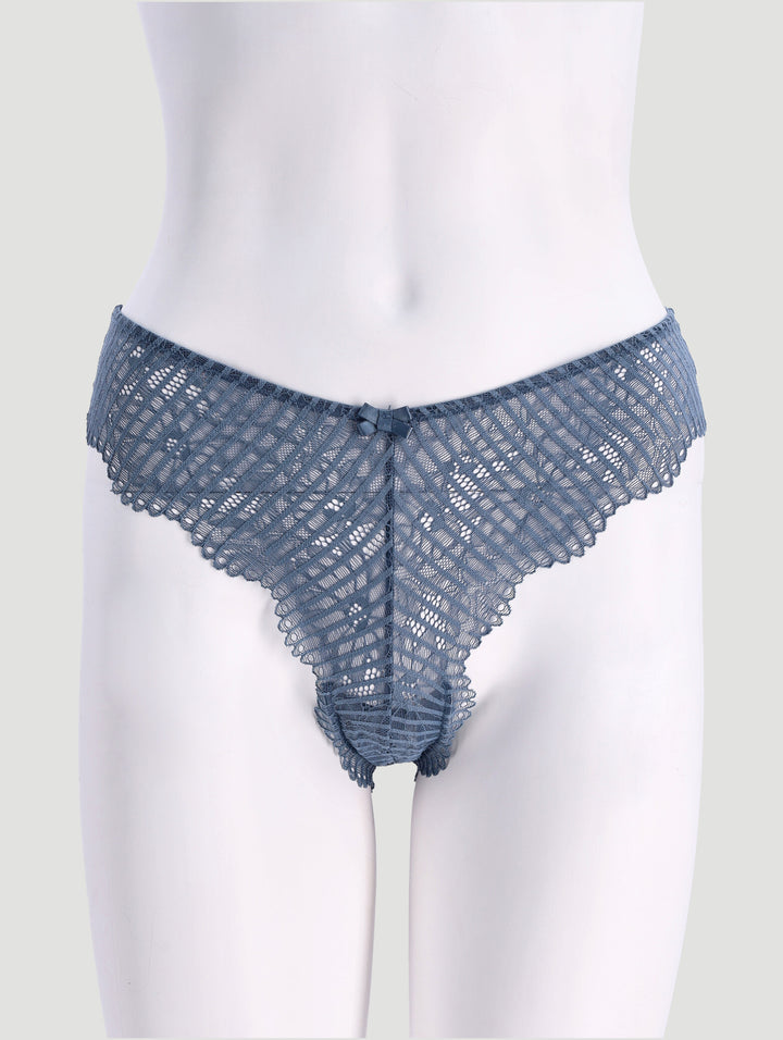 3 Pack Lace Brazilian Panties - Grey/Rose/Navy