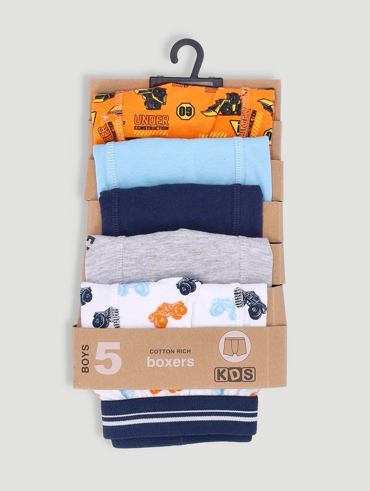 Pre-Boys 5 Pack Monster Truck Boxers - Orange