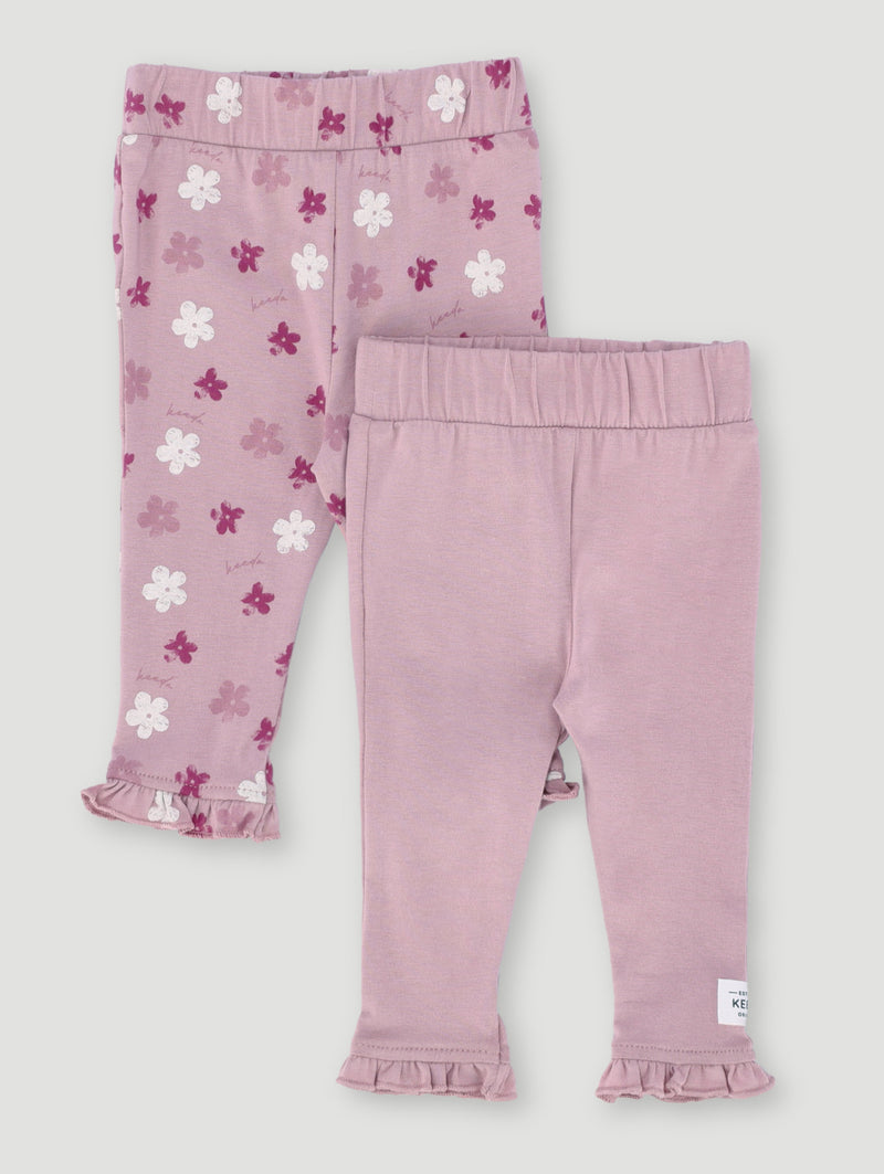 Keedo Baby Girls 2 Pack Print Legging - Mauve