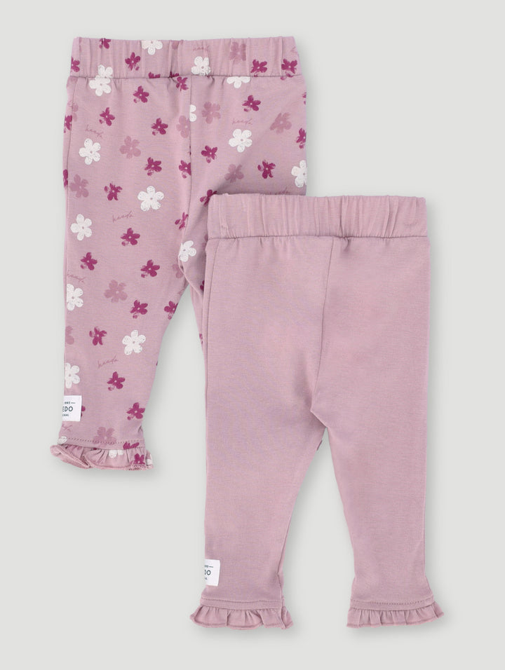 Keedo Baby Girls 2 Pack Print Legging - Mauve