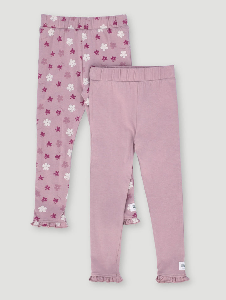 Keedo Girls 2 Pack Print Legging - Mauve