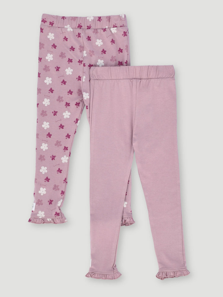 Keedo Girls 2 Pack Print Legging - Mauve