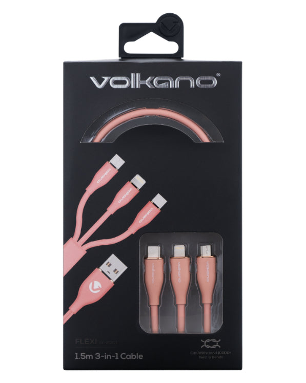 Flexi Series 3-in-1 Charging Cable - Pink