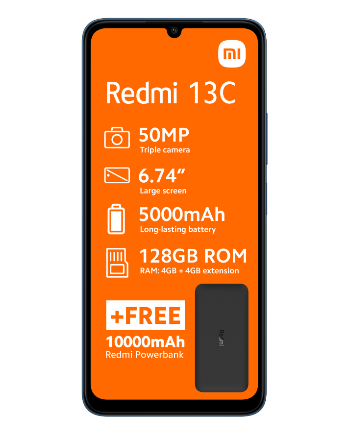 Redmi 13C 128GB Dual Sim Blue Cellphone front